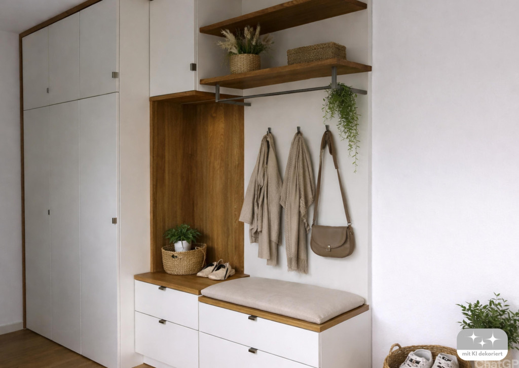 helle Garderobe mit Schuhschrank