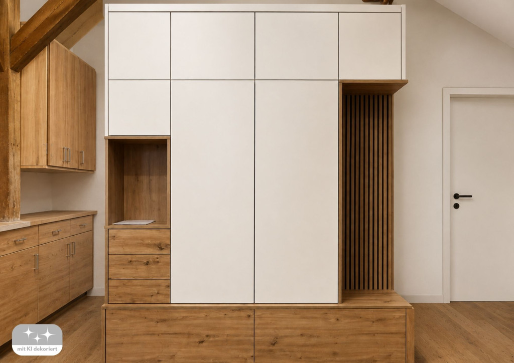 Garderobe mit verschiedenen Tiefen 